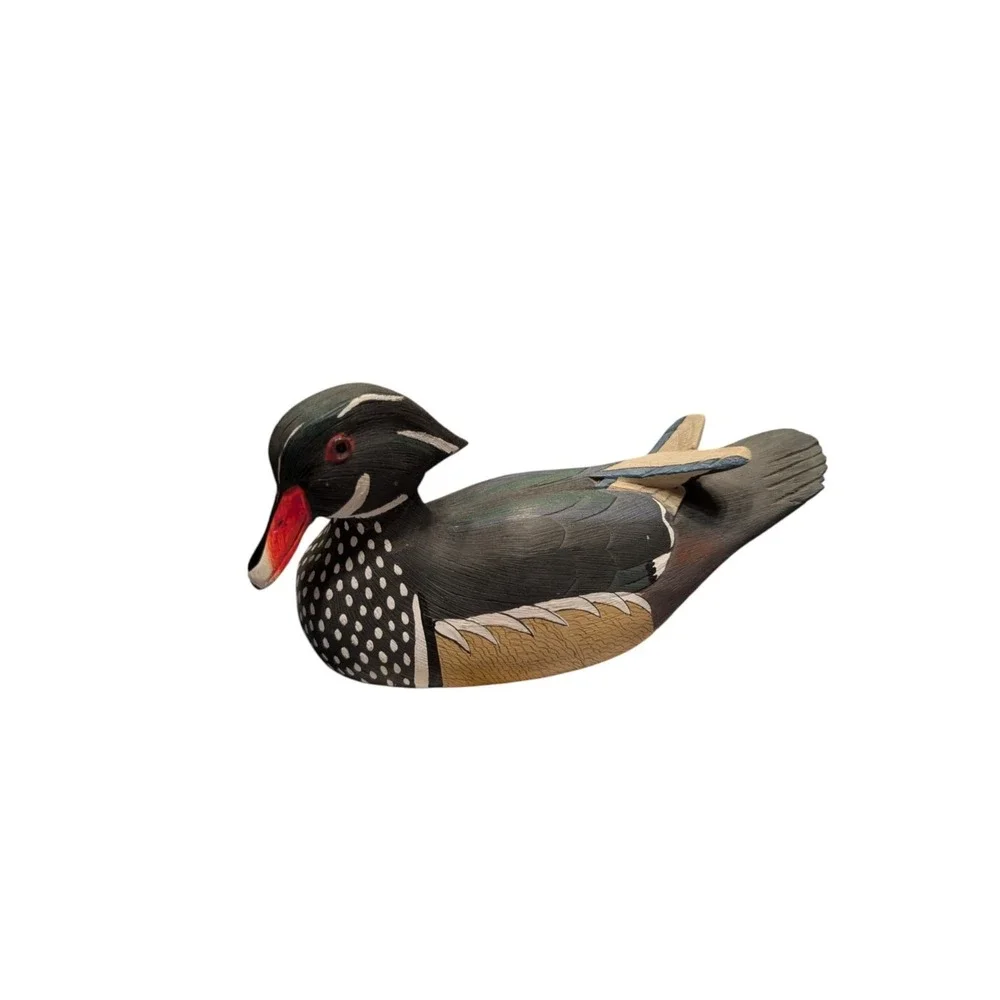 Hand Painted Wood Duck Drake Decoy Decorative Carved Wooden Figure 6